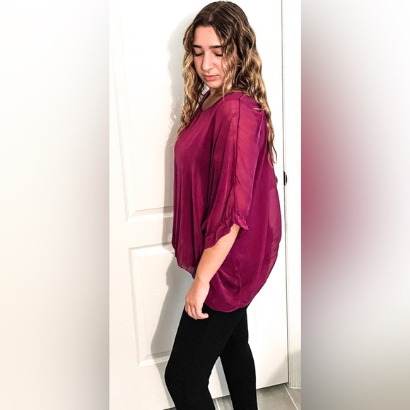GIUSY Oversized Silk Blouse One Size - Picture 8 of 10